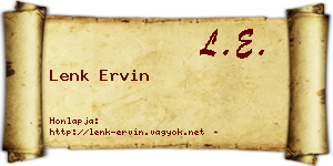 Lenk Ervin névjegykártya